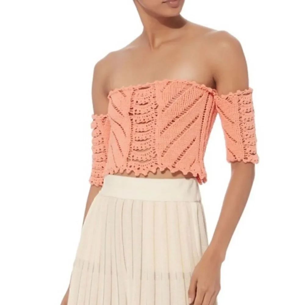 Ronny Kobo Catya Crop Top, Coral, Size S - Picture 7 of 9